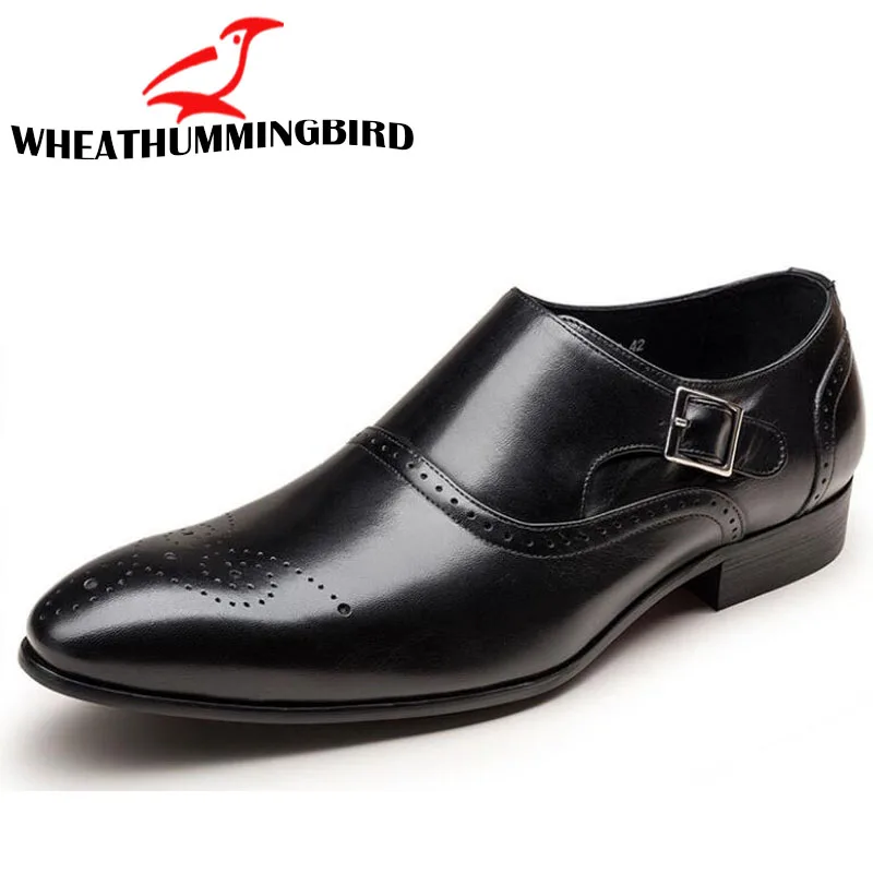 Большой размер модные двойные монах туфли с пряжкой на ремешке свадебные