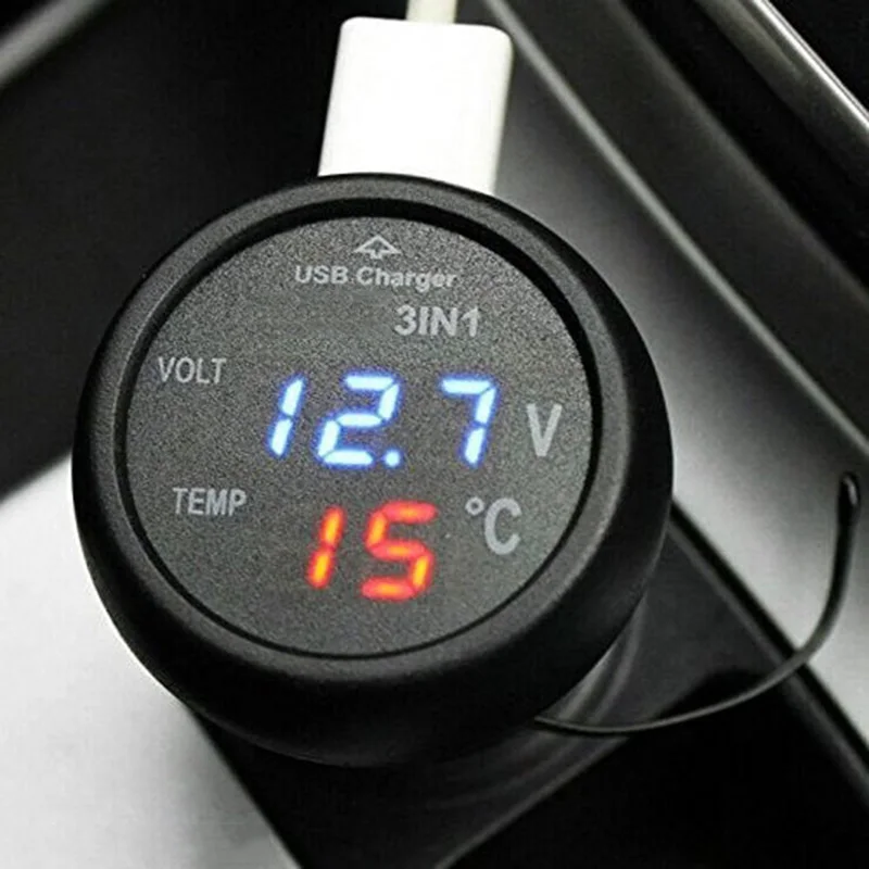 Хит продаж Многофункциональный Автомобильный цифровой вольтметр 3 в 1 12 В/24 В термометр автомобильное