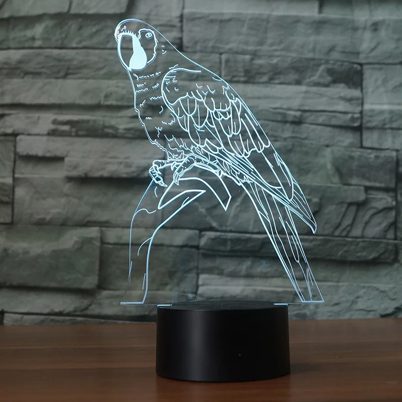 3D ночник с мультипликационным изображением птицы 7 меняющихся цветов сенсорный