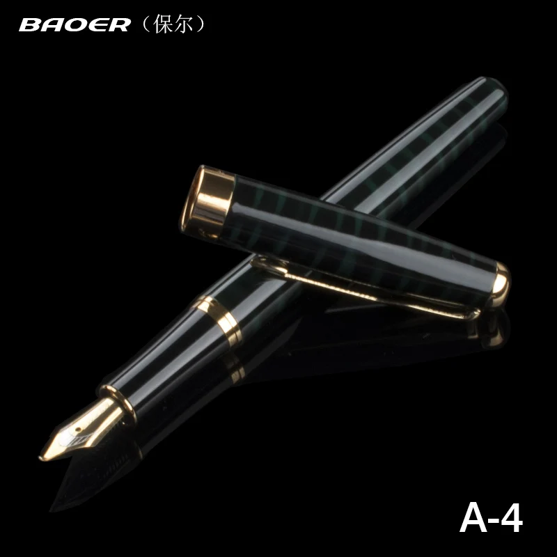 

Baoer 388 Green and Black 5 Colors Metal Fountain Pen 18K Nib 1.0mm Gold Trim Arrow Clip School Supplies ink pen