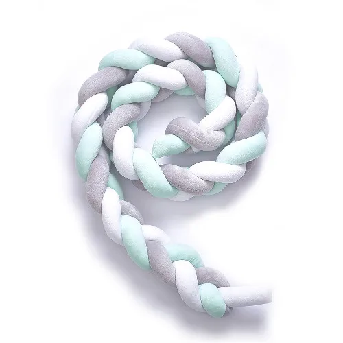 3M-Gray White Green 1 шт., 1 м/2 м/3 м, ручная работа, скандинавский узел для новорожденных, кровать, бампер, длинная узелковая тесьма, подушка для детской кроватки, бампер, узел, детская кроватка, декор для комнаты - Цвет: 3M-Gray White Green