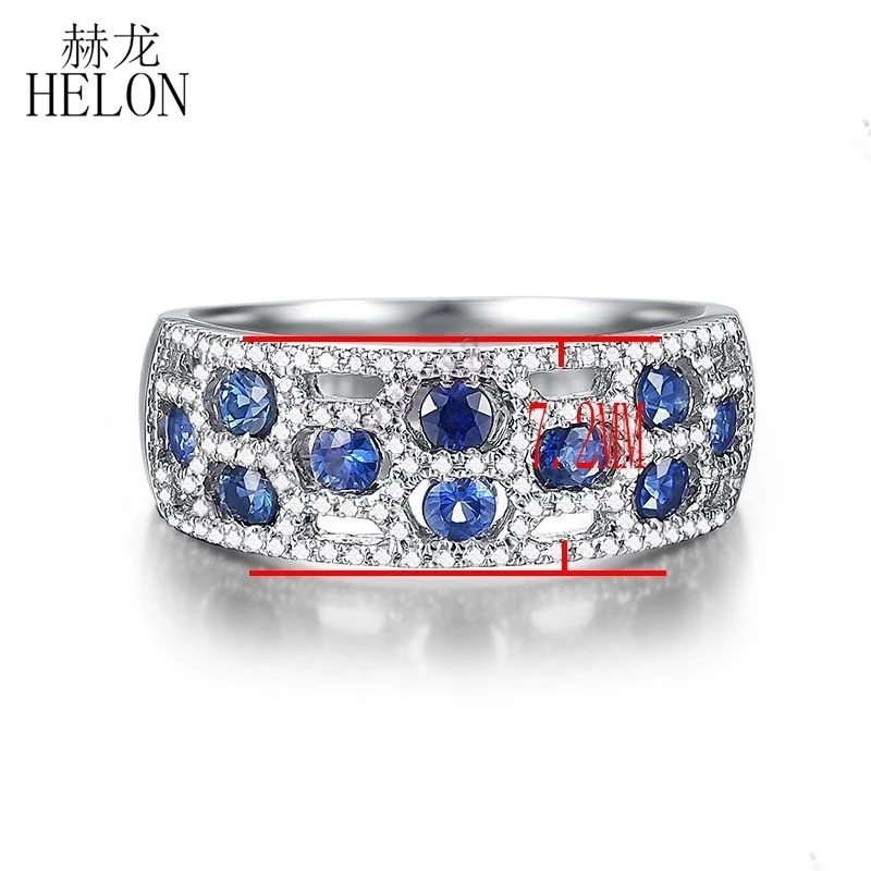 HELON Solid 18 K Белое Золото 1.25CT натуральные сапфиры Алмазы обручальные женское кольцо для помолвки Свадебная вечеринка модные ювелирные изделия