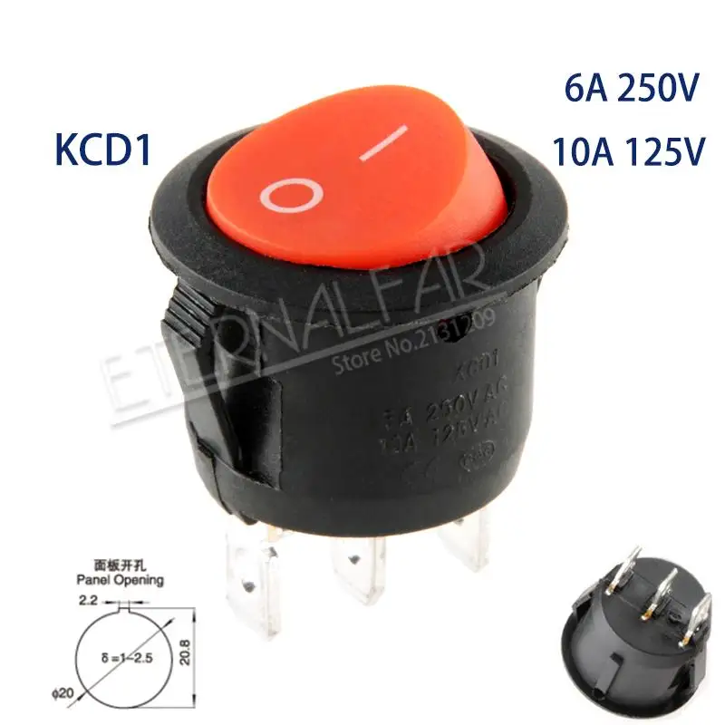 SPST 6A 250 в 10 a 125 В AC ВКЛ-ВЫКЛ круглый переключатель 12 В светодиодный кулисный переключатель Светодиодный точечный светильник Светодиодная подсветка для автомобиля приборной панели