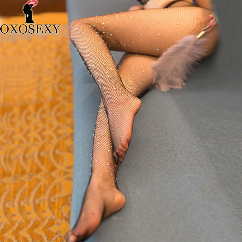 Новые черные Красочные Стразы колготки сексуальные чулки для женщин сетчатые