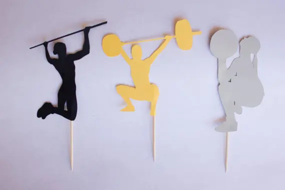 

Cute Crossfit Silhouette Cupcake Toppers sports event Party Picks baby shower wedding birthday toothpicks decor