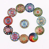 new handmade 6 size glass floral embroidery round flatback camo cabochon domed diy jewelry charm photo pendant setting