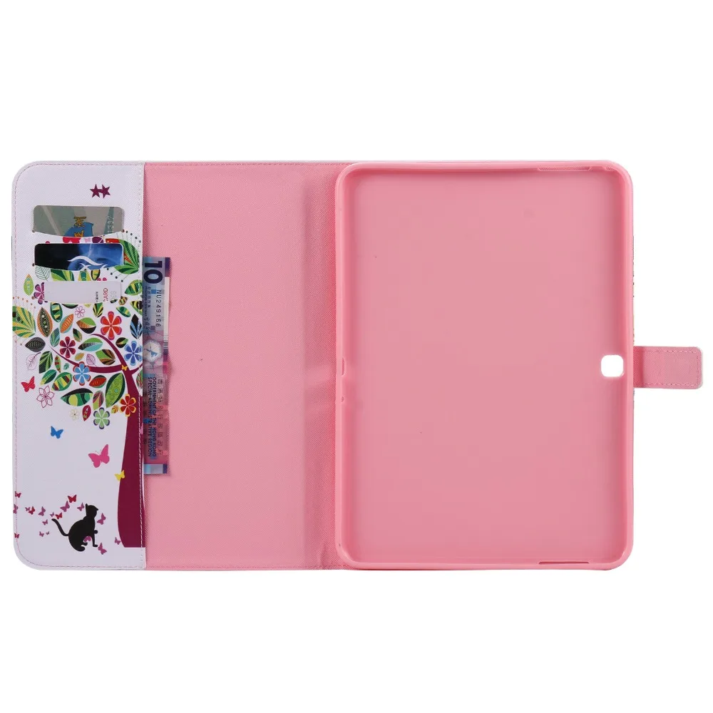

Cute Cartoon Painted Stand Leather Cover Case For Samsung Galaxy Tab 4 10.1" T530 T531 T535 Smart Cover Cases Auto Sleep Wake Up