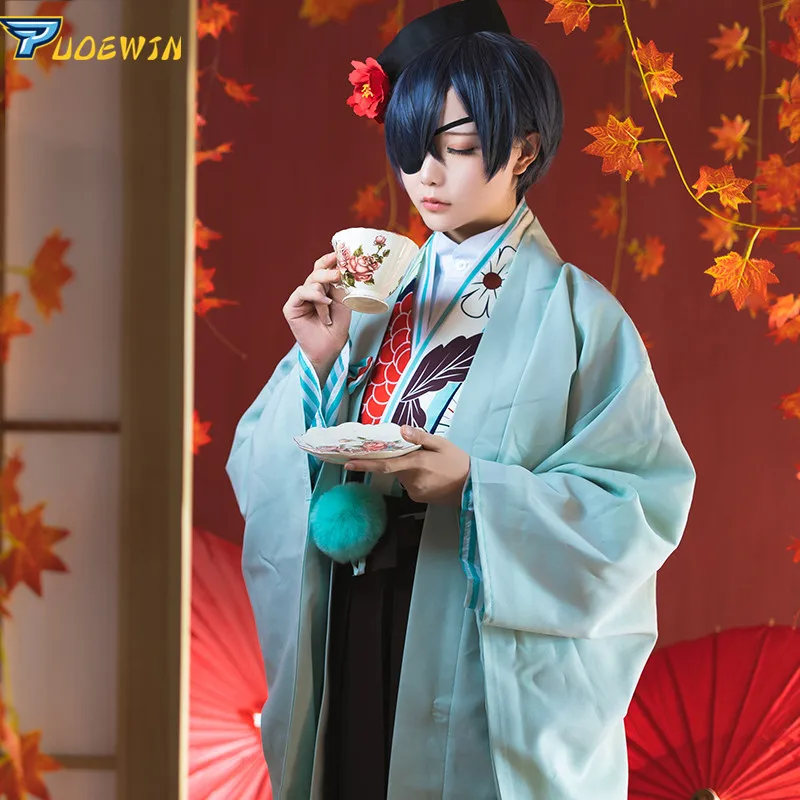 Черное кимоно Butler Kuroshitsuji Ciel Phantomhive Униформа карнавальный костюм в наличии |