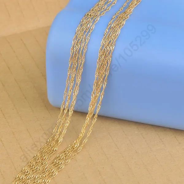 

Free Fast Shipping Wholesale 5PCS Lot 18Inches Yellow Gold Filled Singapore Necklaces Chain Lobster Clasp For Pendant