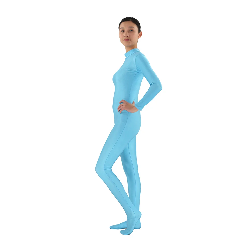 Светильник голубая Женская водолазка Zentai из лайкры и спандекса с длинным