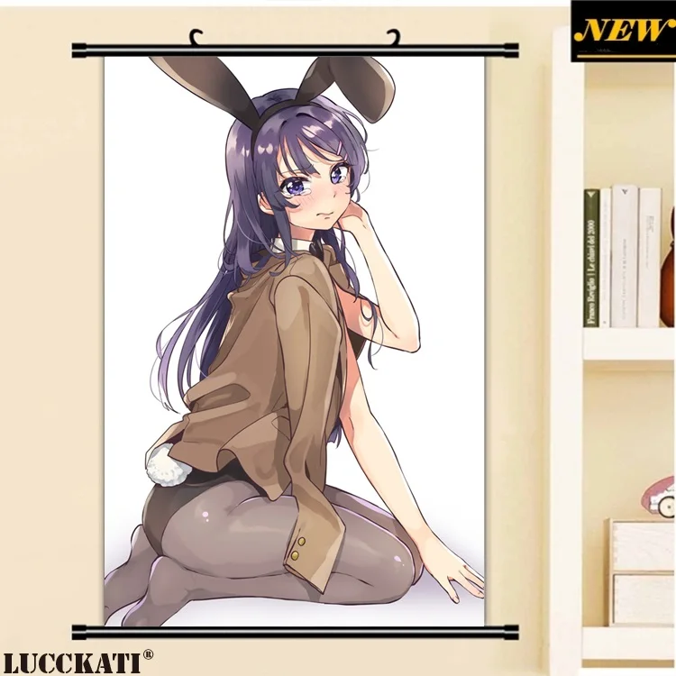 40X60 см, серия Seishun Buta Yarou, животные, заячьи уши, каплей лоли, мультфильм, аниме, Настенная картина, плакат, прокрутка, Картина на холсте
