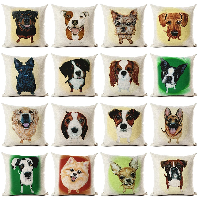 Лидер продаж большой головой собаки с белье хлопок площади Домашний декор Пледы