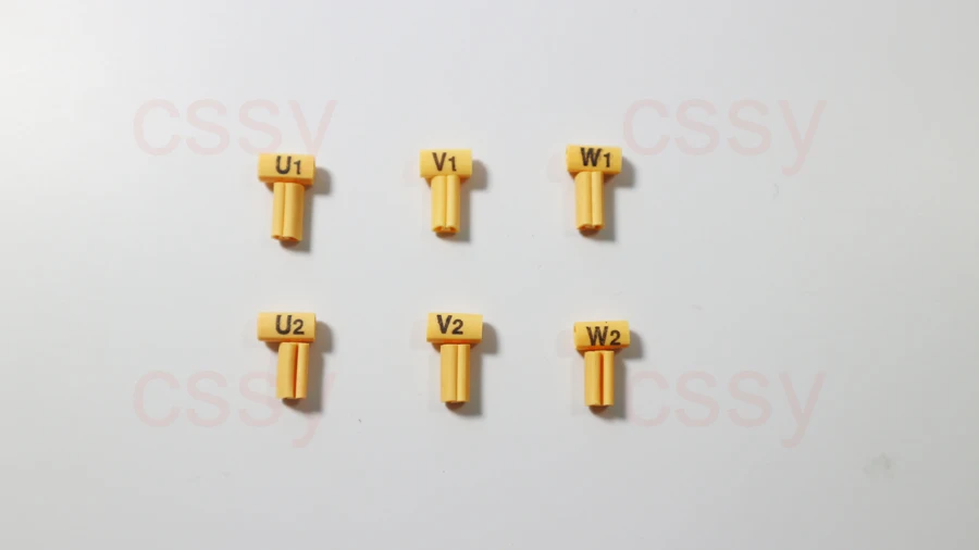 

500PCS 20-25mm2Motor number cable marker U1 V1 W1 U2 V2 W2 yellow