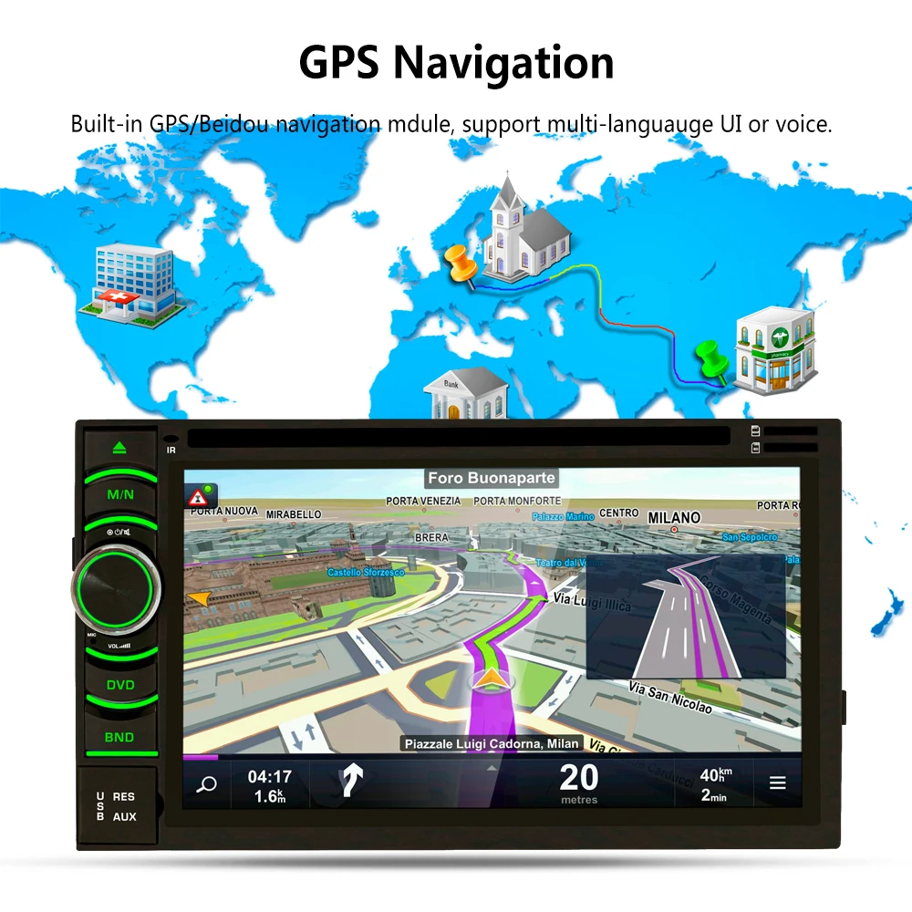 Smartech dvd плеер автомобиля Универсальный 2din Радио GPS Android 6.0.1 HD Сенсорный экран 4 ядра