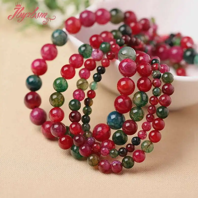 6 8 10mm Smooth Round Bead Cracked Multicolor Agates Stone Beads For DIY Necklace Bracelets Jewelry Making 15&quot Free Shipping | Украшения