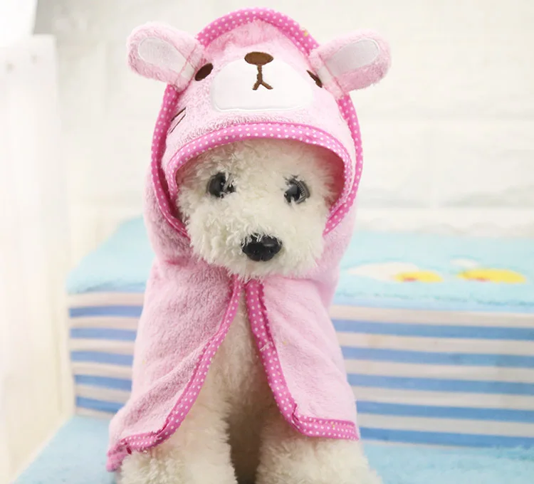 Pink Полотенце для щенков, сушильное полотенце для собак, банный халат, впитывающее душ, банное полотенце для собак, одеяла для уборки, высокое качество, продукт для домашних животных 40 S1 - Цвет: Pink