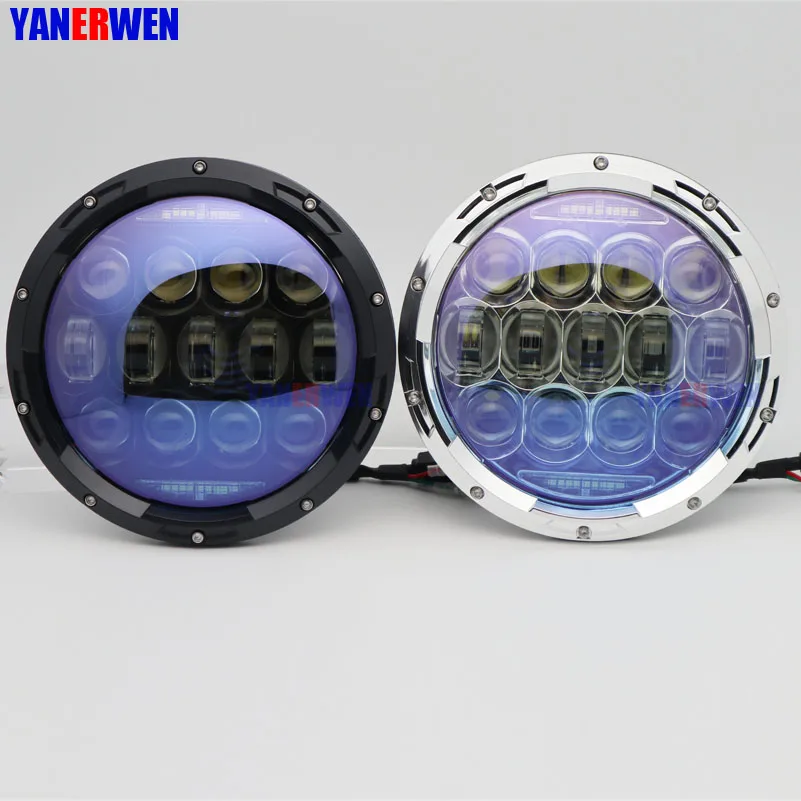 1 шт 130W сиными проектор 7 дюймов круглые светодиодные фары с белый желтый световой сигнал гало кольца для мотоцикла сахара Rubicon лампа