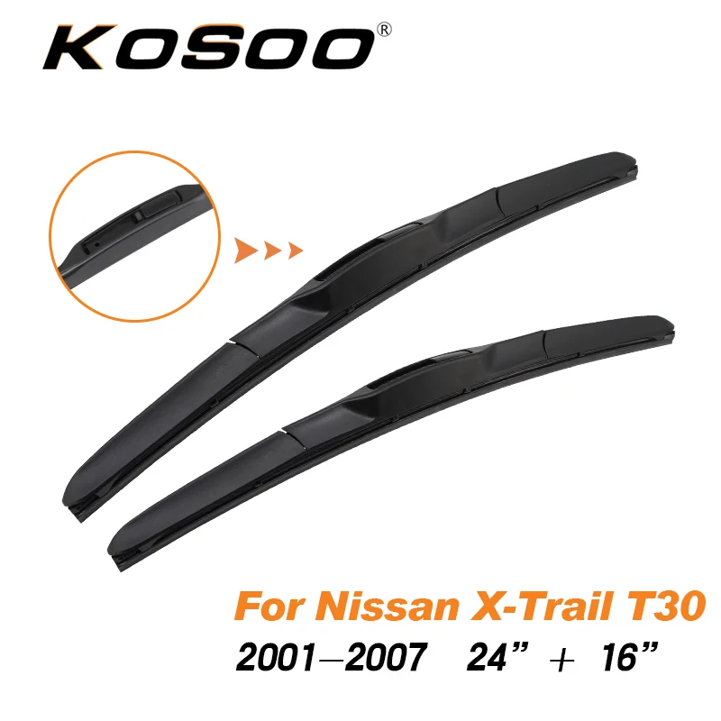 X-Trail T30 S-2416 KOSOO для NISSAN X-Trail T30/T31/T32 модельный год от 2001 до Fit J крюк рычаг Авто натуральный каучук щетки стеклоочистителя аксессуары - Цвет: X-Trail T30 S-2416