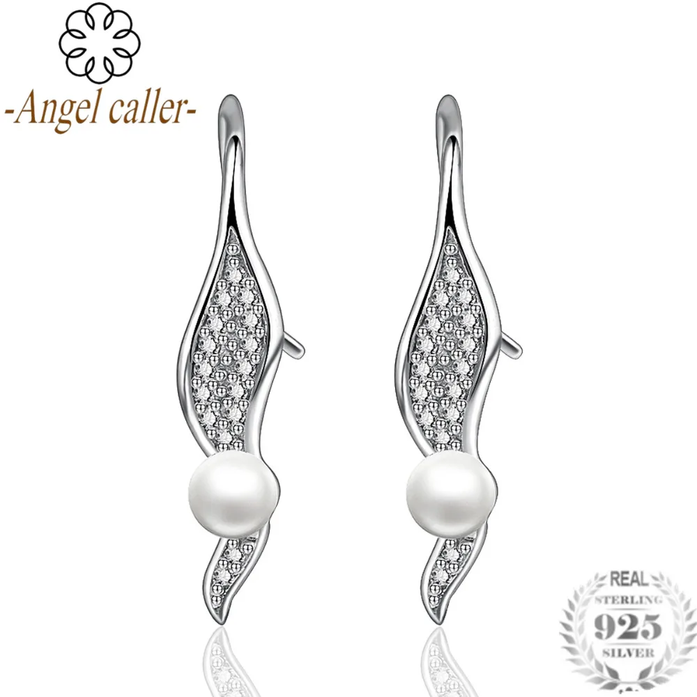 Женские Висячие серьги Angel Caller из 100% стерлингового серебра 925 пробы с жемчугом и