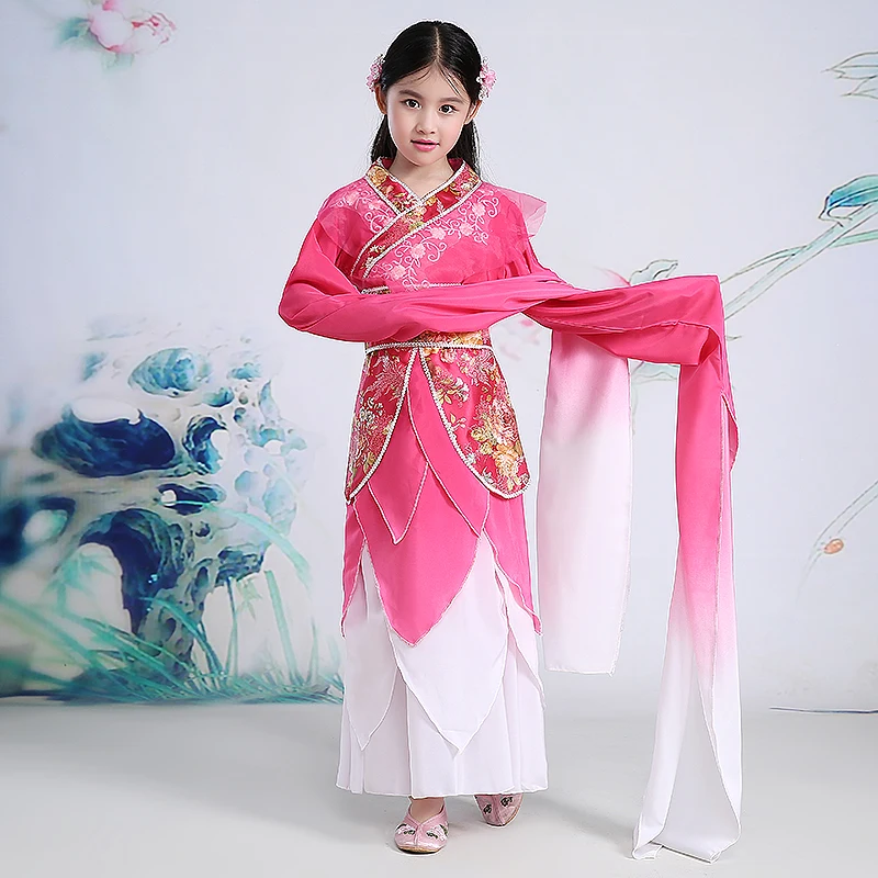 

Children Fairy Costume Long Sleeve Fency Dance Costume Chinese National Fan Dance Dress Classical Hanfu Clothing Performance18