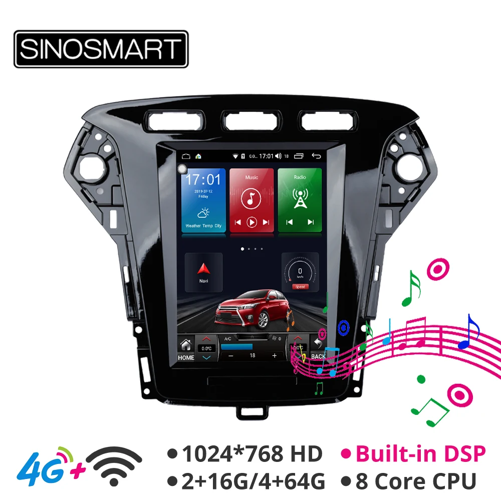 Sinosmart Android 8,1 Tesla стиль автомобиля gps Мультимедиа Радио Навигация плеер для Ford Mondeo/Fusion MK4 2011-2013