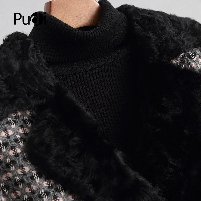 PUDI A68254 парка из настоящего полиэстера, пальто, куртка, пальто, Женское зимнее Норковое меховое пальто с воротником из овечьей шерсти, теплое пальто, Осеннее зимнее пальто