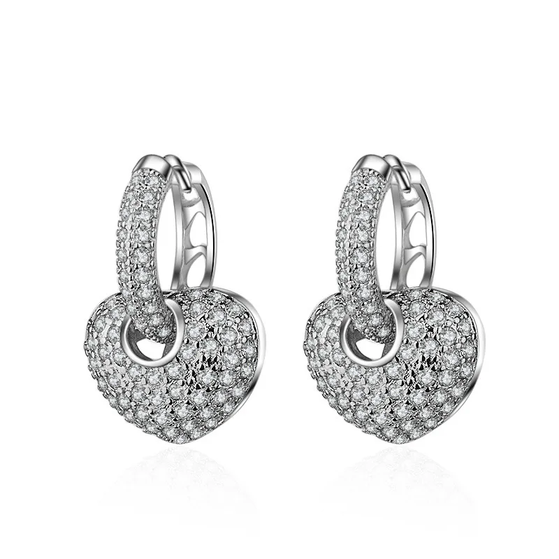 

Hot Selling Solid Sterling Silver Earrings Earrings Korean Version of Temperament Luxury Heart-shaped Earrings