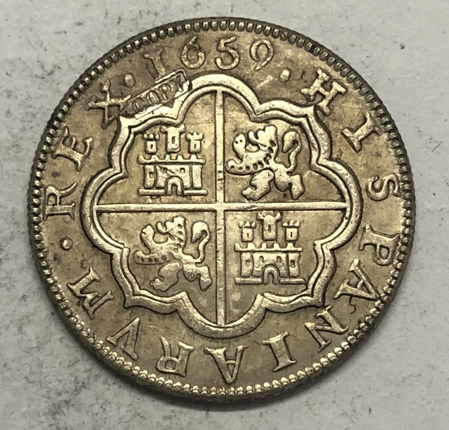 Испания 1659 BR 4 Reales-Felipe IV копия, Посеребренная монета