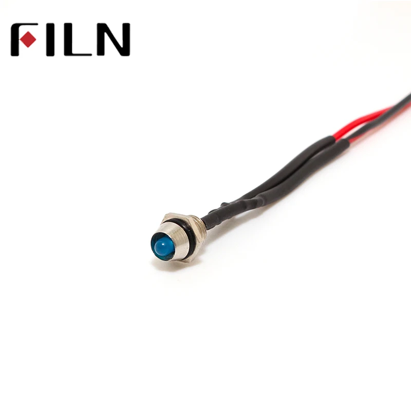 FILN 50pcs Led light pilot lamp pre-wired effects 5V 12V 24V 220V LED 8mm signal indicator led with 20cm wire |