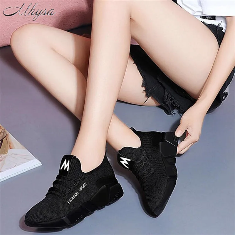 Mhysa 2019 Spring New Women casual shoes fashion breathable lightweight Walking mesh lace up flat shoes sneakers women T71
