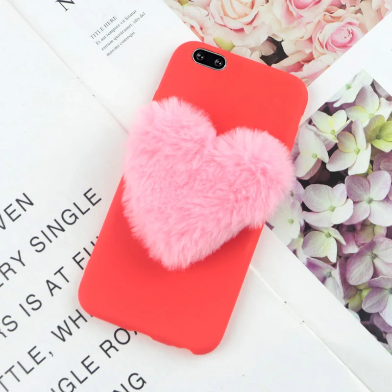 BigPinkLove Red Пушистый "любящим сердцем" с милыми меховыми чехол для телефона для Meizu M6 X8 Note 8 M5s M5 M6s Примечание M3 M3s U10 U20 M6T MX6 крышка - Цвет: BigPinkLove Red