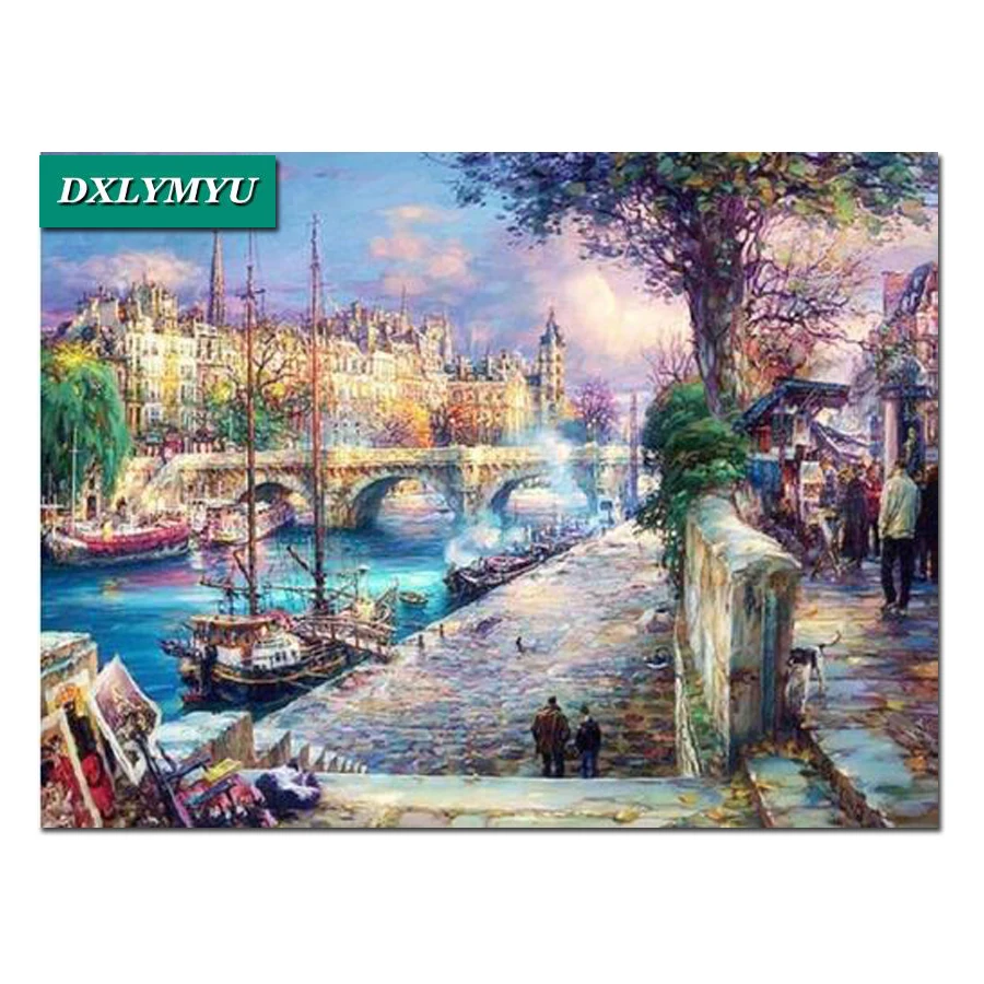 

5D DIY Diamond painting Beautiful street view Needlework diamond embroidery picture of rhinestones Cross Stitch home decoration
