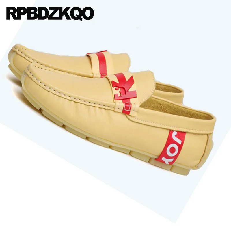 Мужская итальянская повседневная обувь мягкие Лоферы для подиума Желтые