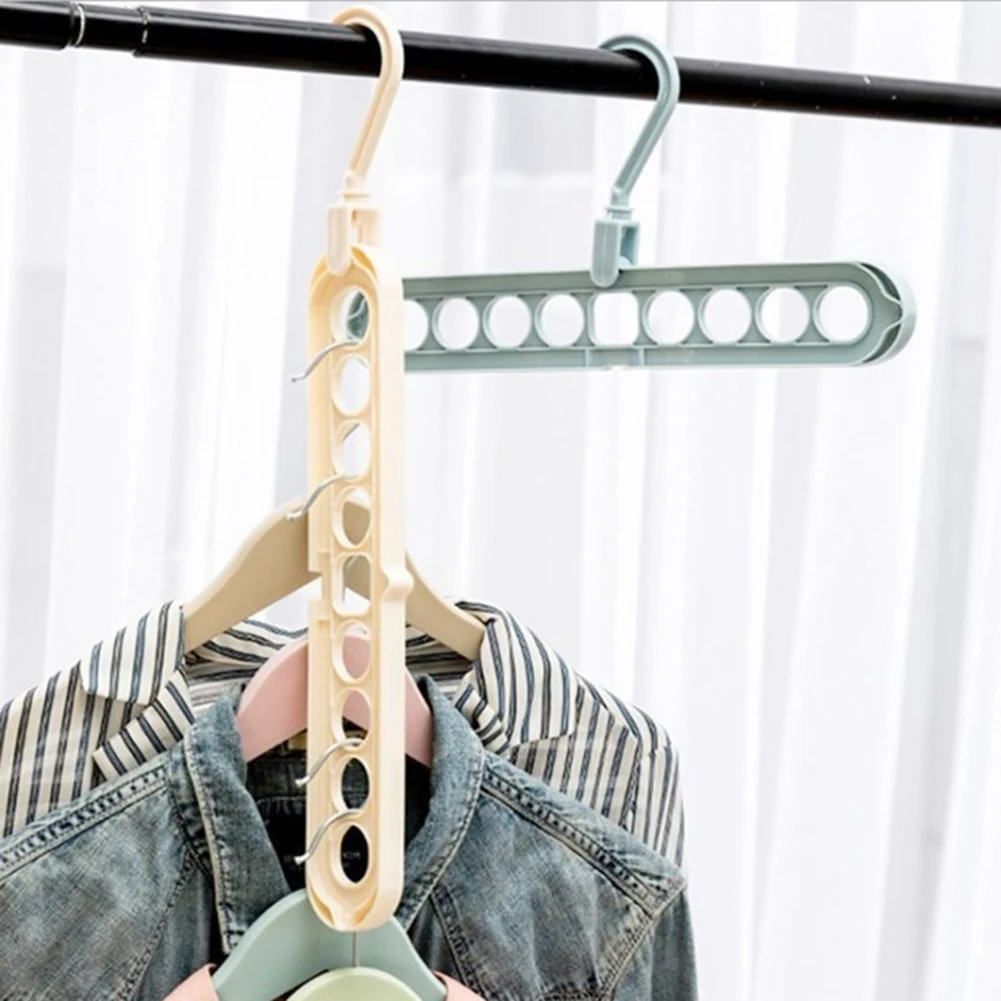 Multi-function 9-hole Sliding Clothes Hanger Sorting Drying Rack Hook Organizer 3D space saving hanger magic hanger with hook