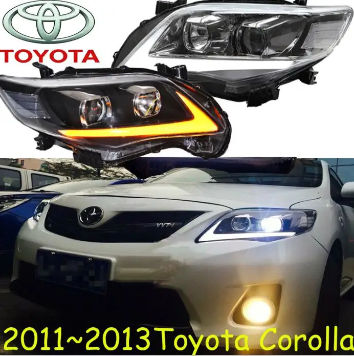 headlight 2pcs 2 шт Тюнинг автомобилей головная лампа для Corolla 2011 2012 2013 год светодиодные фары DRL ходовые огни Биксеноновые лучевые Противотуманные фары с ангельскими глазками - Цвет: headlight 2pcs