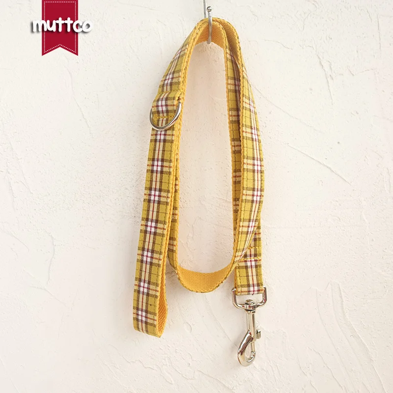 50pcs/lot MUTTCO wholesale stout durable soft dog collars handmade cotton and nylon THE LEMON PLAID 5 sizes UDC057 | Дом и сад