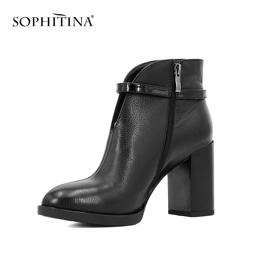 SOPHITINA/элегантные женские ботинки Ботильоны из натуральной кожи на молнии с