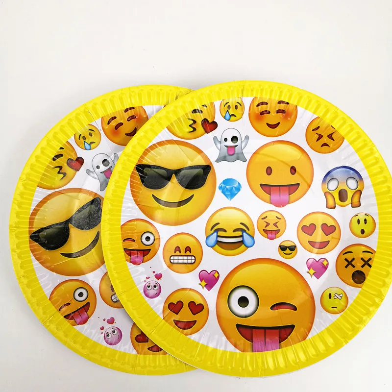 10 шт. 7 дюймов Улыбка Emoji бумаги печатной Круглый пластины мультфильм