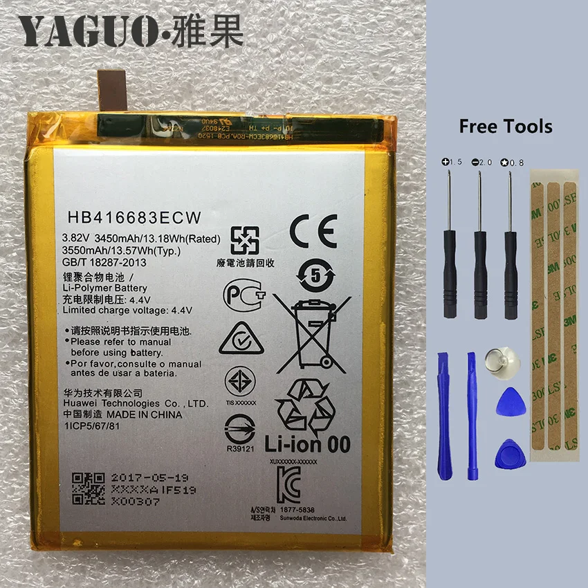 New Original HB416683ECW 3450mAh Li-ion Phone battery For Huawei Google Nexus 6P H1511 H1512 Smart Mobile + Free Tools | Мобильные
