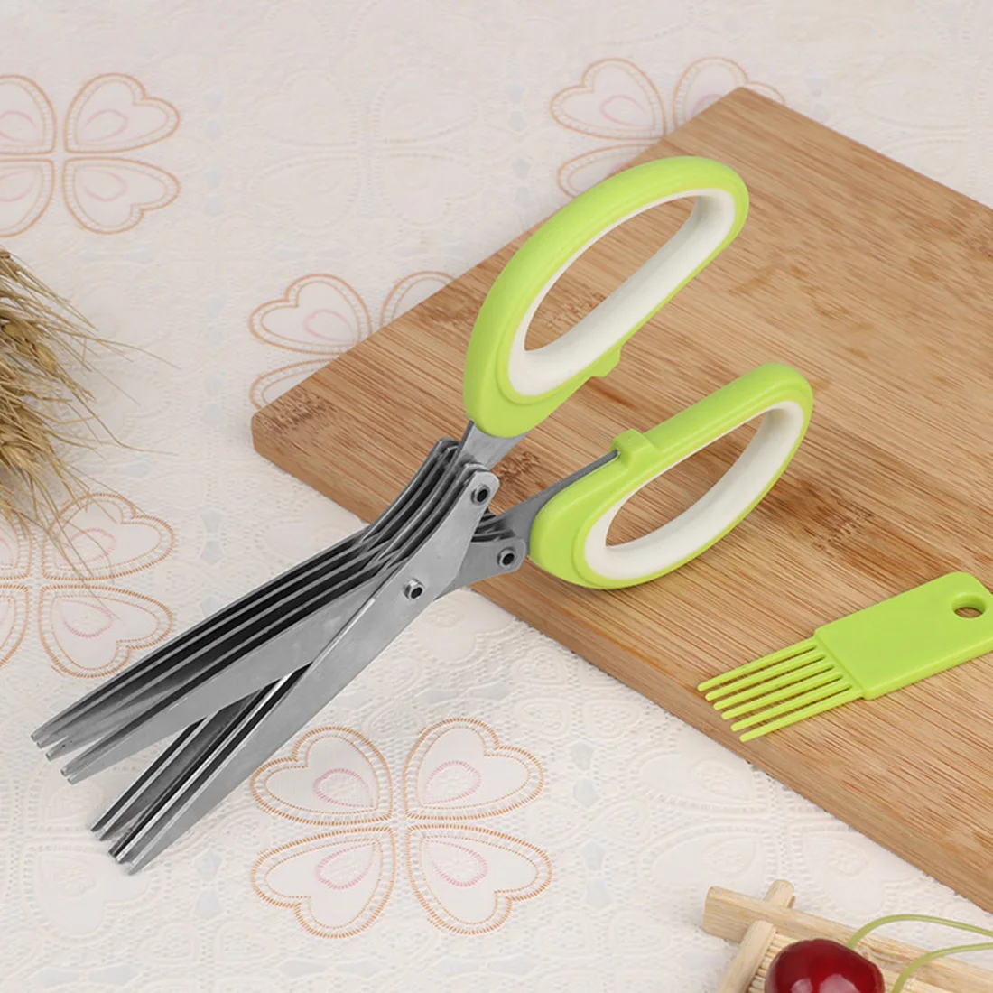 Фарш Basil Rosemary, кухонные ножницы, 19,5 см, 5 слоев, измельченный, нарезанный, для резки скальльона, трав, сливер, специи, инструмент для приготовления пищи