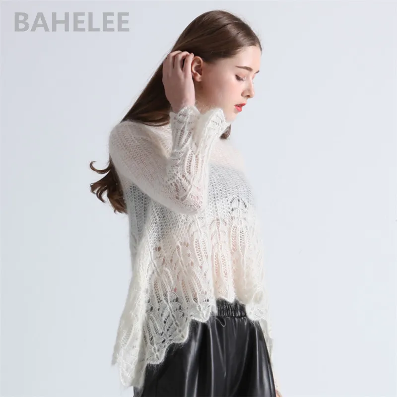 Женский шерстяной джемпер BAHTLEE мохеровые пуловеры с круглым вырезом вырезами