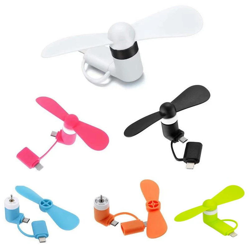 

100Pcs 2 IN 1 Mini Portable Cool Micro USB Fan For Android Mobile Phone USB Gadget Tester For Apple iphone 5 5s 6 6s 7 plus 8 X