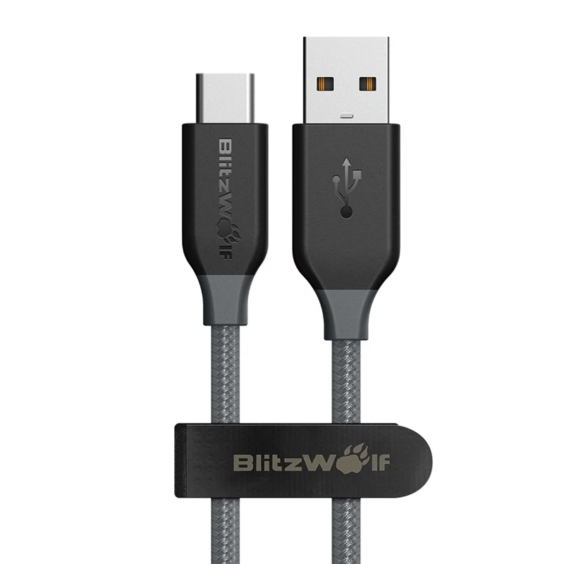 BlitzWolf usb type-C кабель 0,9 м 1,8 м мобильный смартфон кабель для быстрой зарядки зарядное устройство кабель для передачи данных для samsung/Xiaomi/HUAWEI - Цвет: Серый