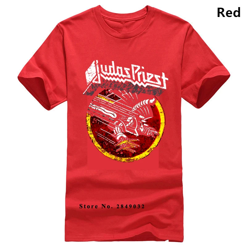 Judas Футболка "Judas Priest" кричащая за мстительность Великобритания тяжелый металл Группа черный S до 3XL печатных для мужчин футболка короткий рукав Забавный - Цвет: Красный