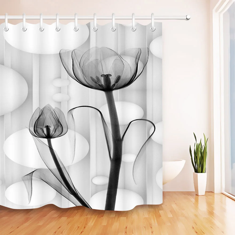 LB абстрактный 3D X-ray Blossom Прозрачный Цветок Птица Природа синий занавеска для душа арт водонепроницаемая ткань для ванной для декора ванной - Цвет: 9939