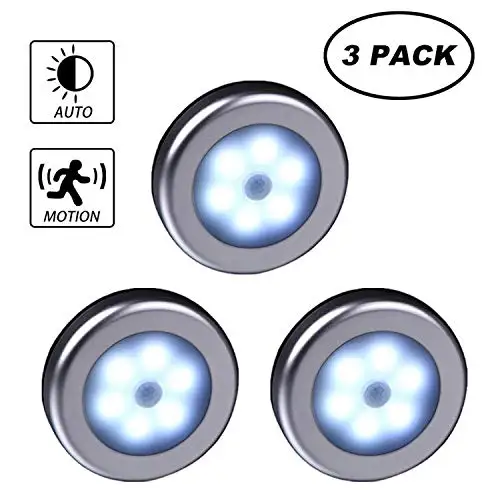 

6 LED PIR Body Motion Sensor Activated Wall Light Night Induction Lamp Closet Corridor Cabinet led Sensor Light battery (3 PACKS