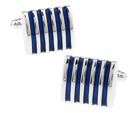 

Promotion! Men Enamel Cufflinks wholesale&retail top copper Blue colour Stripe Design Cuff links Free Shipping