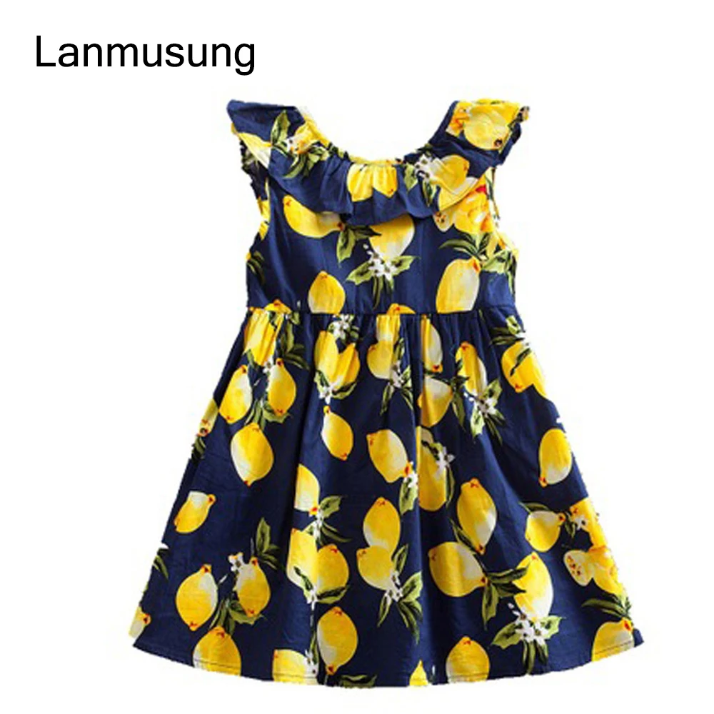 girl party dress Sleeveless cotton baby Lovely The Lemon pattern dresses design princess style clothes | Детская одежда и обувь