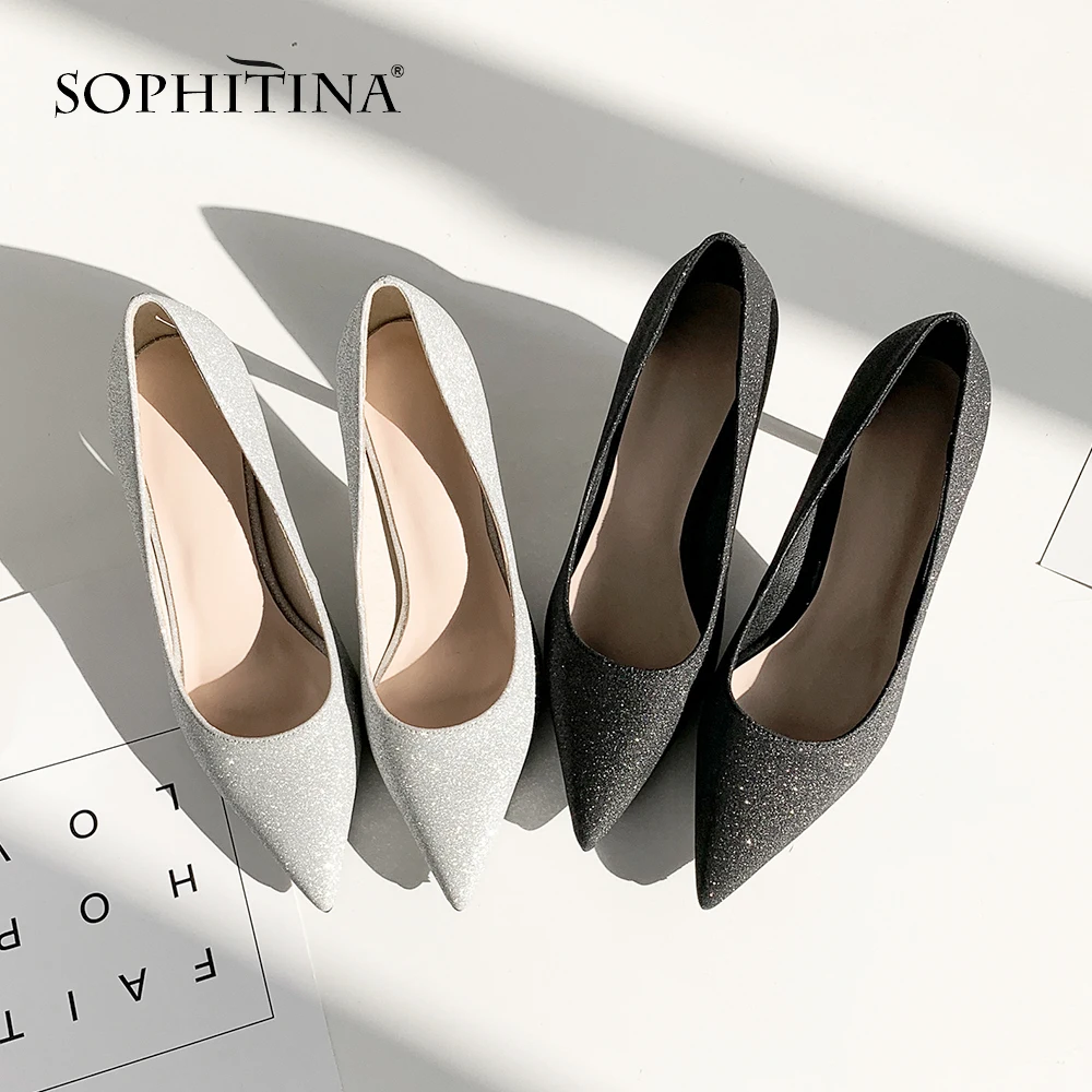 SOPHITINA/пикантные туфли-лодочки с острым носком; модные удобные туфли из овечьей кожи высокого качества на тонком высоком каблуке; повседневные новые женские туфли-лодочки; MO84