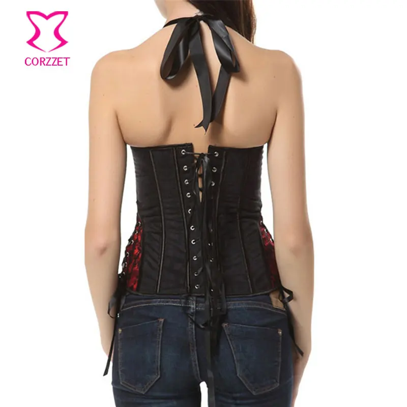 Corzzet сексуальные подтяжки цветочные кружева накладные Холтер шеи пуш-ап корсеты